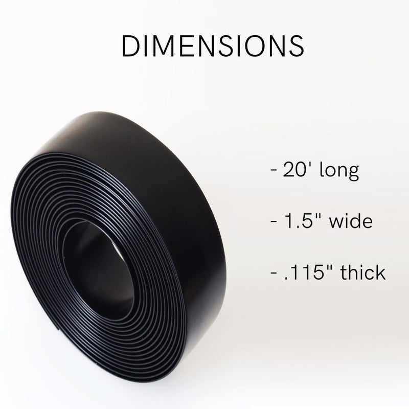 KOMORAX Black 1.5"" Wide 20' Length Chair Vinyl Strap Strapping for Patio Lawn Garden Outdoor Furniture Matte Finish Color - Image 2